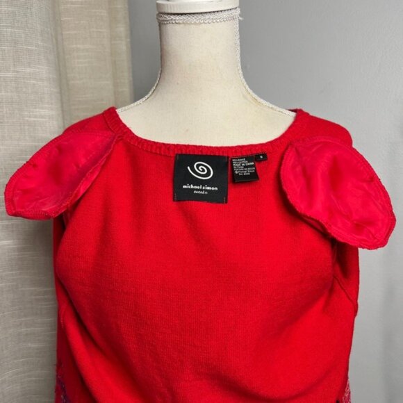 Vintage Y2K Michael Simon Christmas Sweater Sequin Presents Holiday Red SMALL - Picture 12 of 13